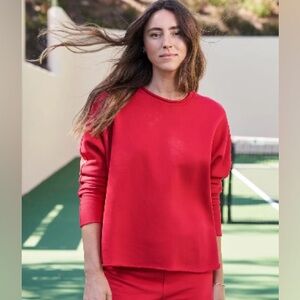 Frank & Eileen Tee Lab Red Raw Hem Long Sleeve Capelet Made in USA Size Large